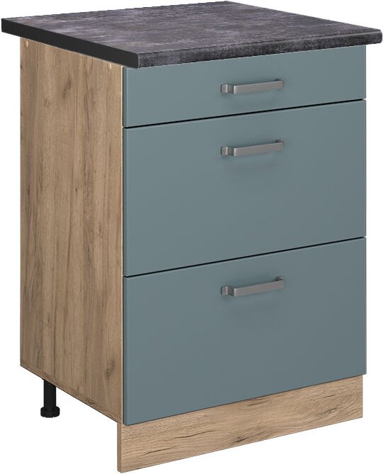 Thumbnail - Vicco - Küchenunterschrank R-Line, Blau-Grau, 60 cm mit Schubladen, ap Anthrazit