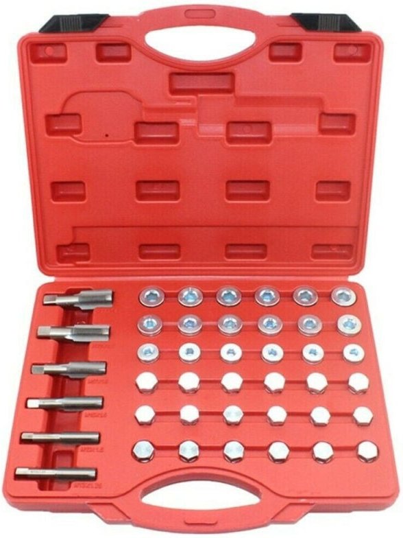 Trade Shop Traesio - Trade Shop - 114-teiliges Reparaturset für Ölwannendeckelgewinde mit Kappen und Unterlegscheiben A....