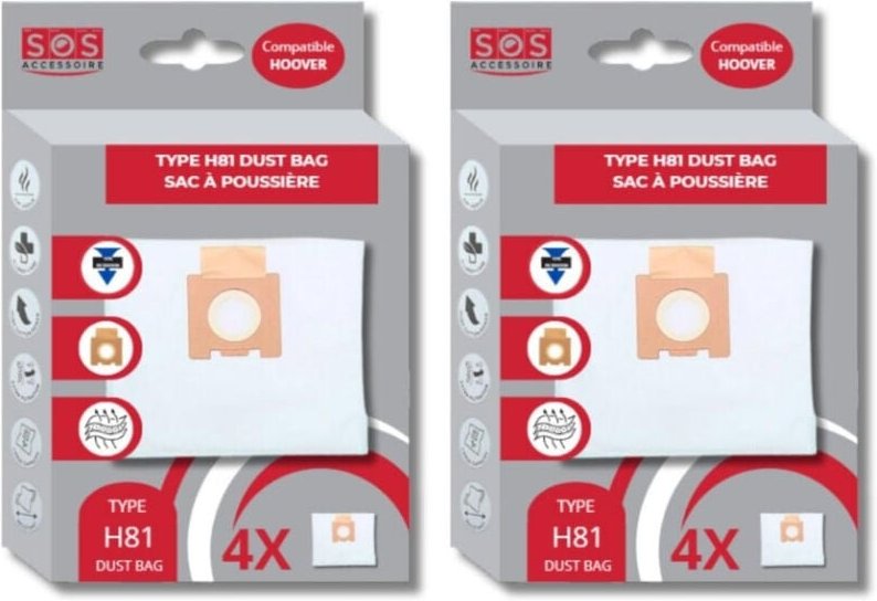 Ersatzteil - Satz von 2 Packungen mit 4 H81 Mikrofaserbeuteln - Hoover