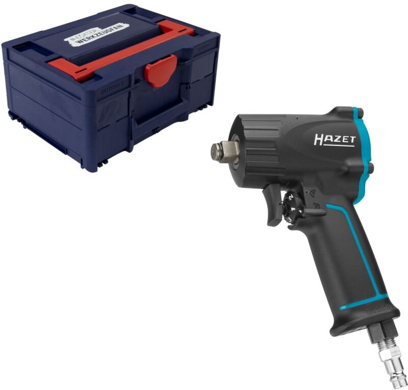 Hazet DL-Schlagschrauber 1/2" 1100 Nm Vierkant 12,5 mm & EW Systainer³ M 187 blau / rot