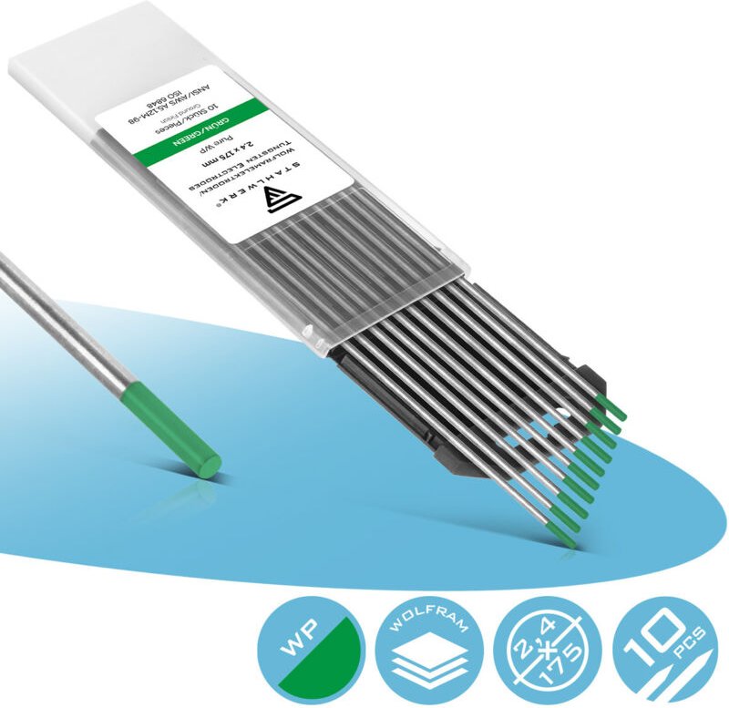 STAHLWERK Wolframelektroden / Schweißelektroden WP Grün 2,4 mm x 175 mm 10er Set