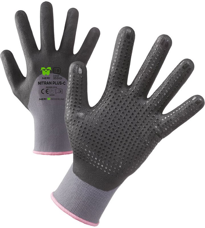 Neri - Nitran Plus-C Arbeitshandschuhe - 7 (s) - Schwarz / grau