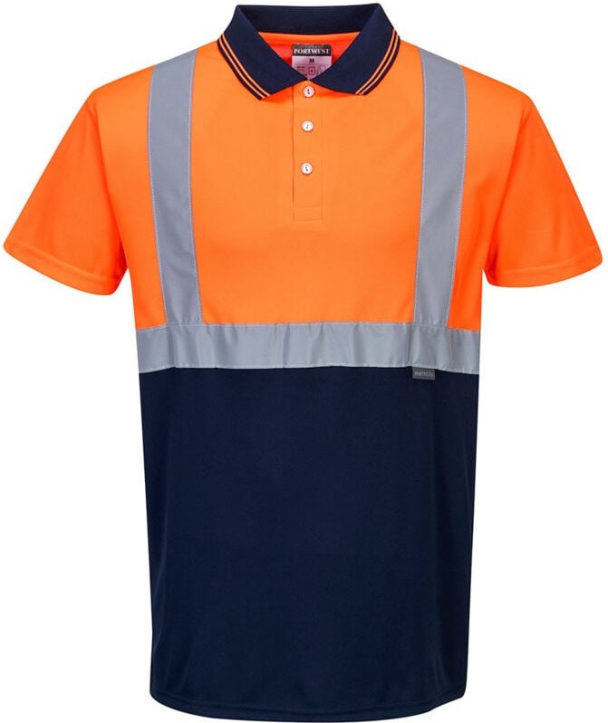 Polo Zweifarbig Orange/Marine 4XL