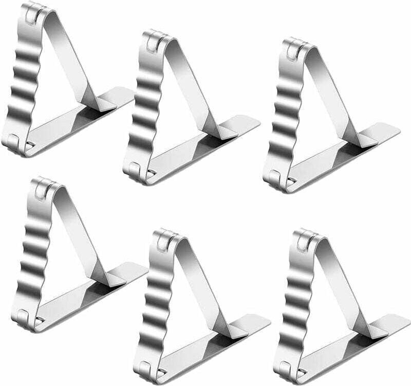 Thumbnail - Fuhuida Trading - Ahlsen Edelstahl-Tischdeckenklammern, Tischdeckenklammern, Set mit 6 Edelstahl-Tischdeckenklammern, ru...
