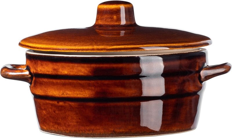 Kadax - Steinzeugtopf, Keramiktopf mit Seitengriffen und Deckel, 0.3L