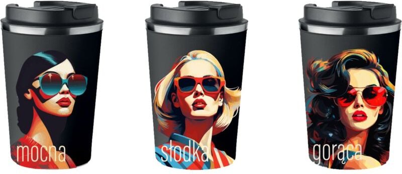 3er Set Premium Thermobecher Stark Süß Heiß Kaffee 350ml KT072