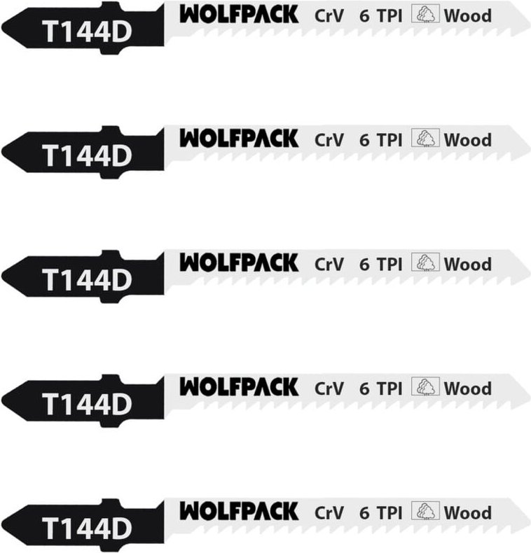 Stichsägeblätter für grobes Schneiden von Holz aus 58 Chrom-Vanadium-Stahl und Universal-T-Schaft (5 Stück)