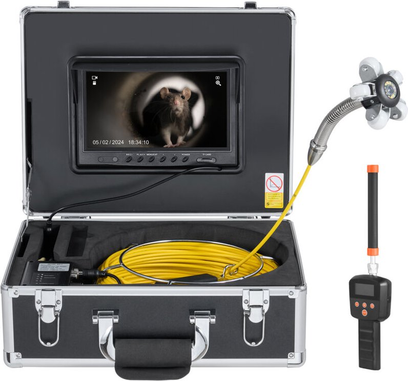 Kanalkamera mit 512-Hz-Ortungsgerät, 98 Fuß/30 m Länge, 9-Zoll-Abflussinspektionskamera mit Selbstnivellierung, 36-fache...