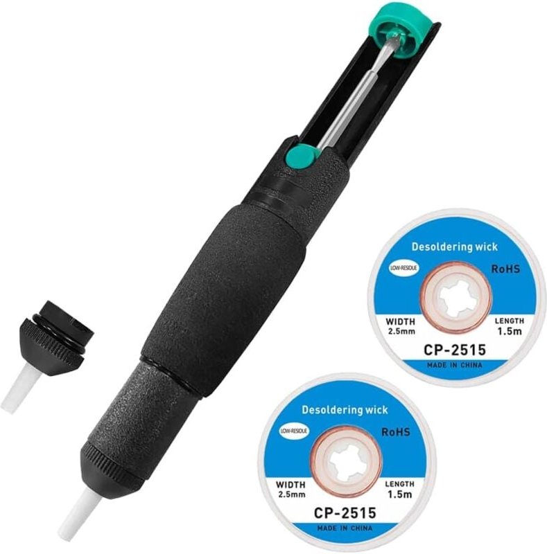 Entlötpumpe Set, Entlötpumpe & Entlötlitze, Desoldering Wick & Desoldering Pump, Entlöten Docht (2,5 mm, 1,5 m),Lötmitte...