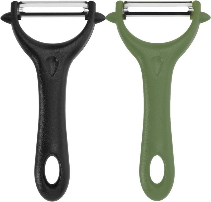 2 pezzi pelapatate universali in acciaio inox, pelapatate manuale per patate e verdure con impugnatura ergonomica, colte...