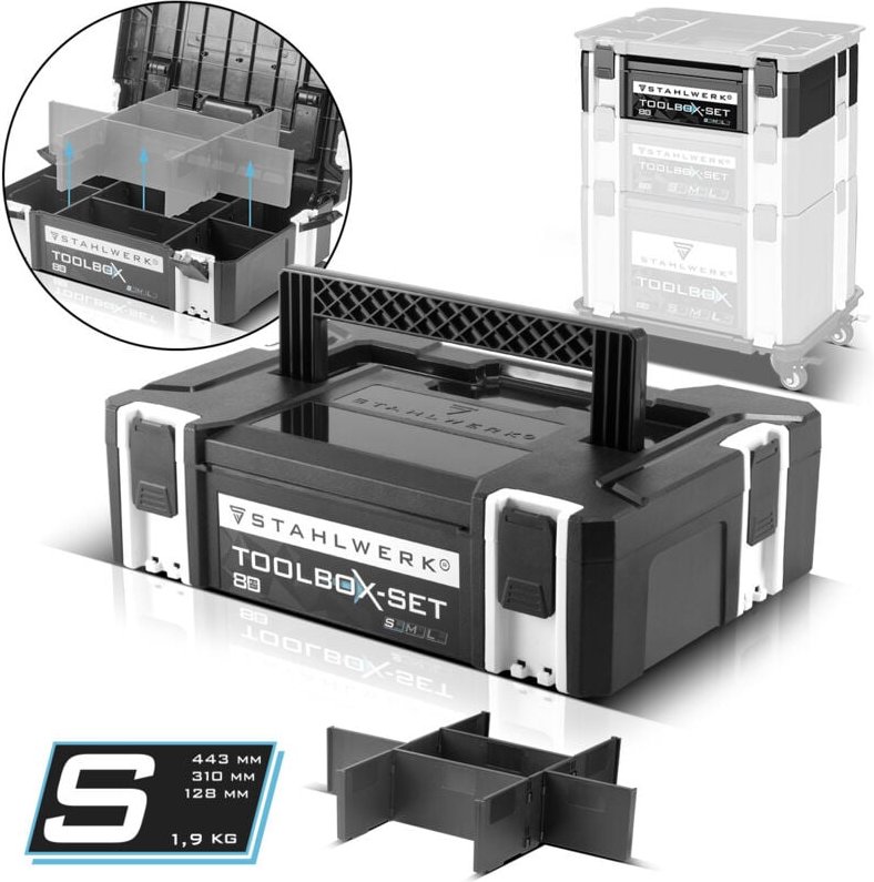 Thumbnail - Toolbox mit Innenfach Größe s 443 x 310 x 128 mm stapelbare Systembox - Stahlwerk