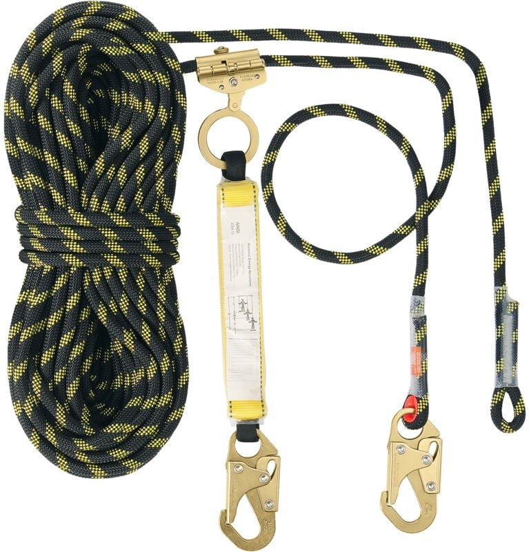 Thumbnail - 150 Fuß vertikale Rettungsleine – 30 kN Kletterseil mit Stahl-Karabinerhaken und Greifer, statisch für Outdoor-Abenteuer...
