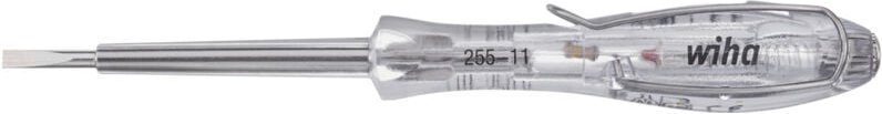 Wiha - Spannungsprüfer SoftFinish® einpolig, 110 - 250 Volt Schlitz transparent, mit Ansteckclip 3,0 mm (34745)