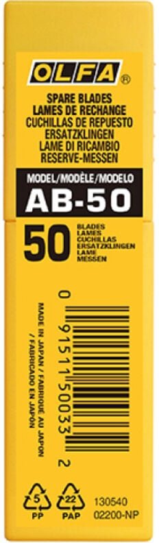 L'outil Parfait - Set mit 50 silberfarbenen Hackklingen 'AB-50' mit einer Breite von 9 mm