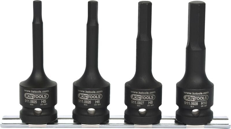 1/2' Kraft-Bit-Stecknuss-Satz, lang, 4-tlg