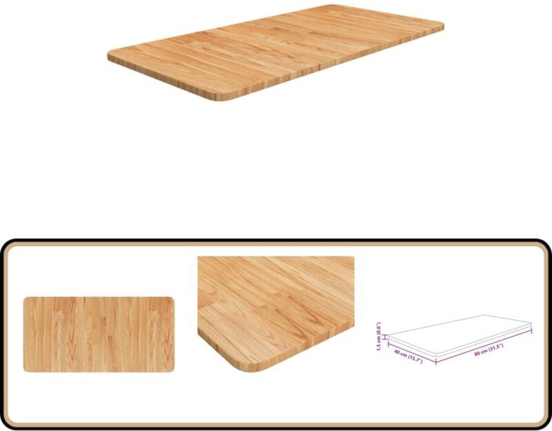 Waschtischplatte Hellbraun 80x40x1,5 cm Massivholz Behandelt - Waschtischplatte - Eiche - Holz Platte - Arbeitsfläche - ...