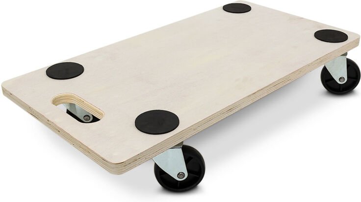 Relaxdays - Transportroller HxBxT:11x58x30cm, Holz, mit Griff, Möbelroller/Transportwagen, bis 200kg, natur