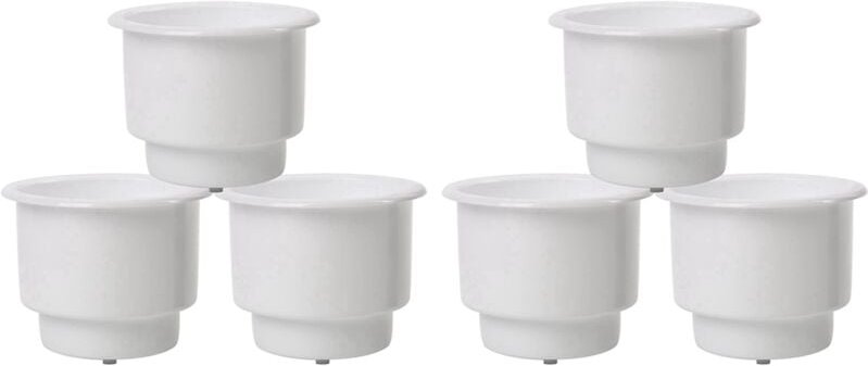 6Pcs Einbau-Kunststoffbecher Getränkehalter mit Abfluss für Boot Car Marine Rv (Weiß)