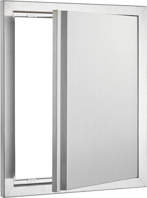 Mophorn Grillzugangstür 457 x 533 mm, Edelstahl, flächenbündig montiert, vertikale Wandtür mit versenkbarem Griff für Gr...