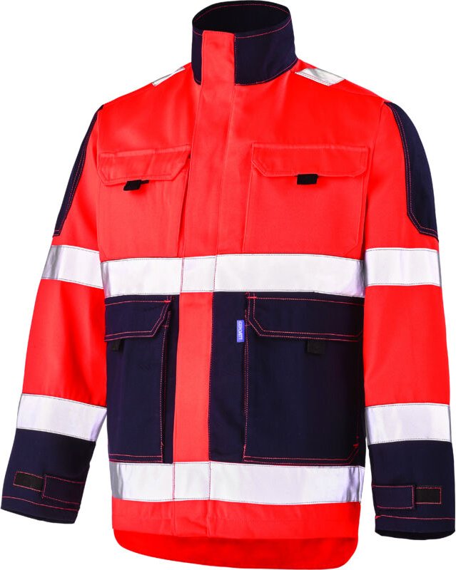 Fluo-Tech-Jacke Rot Fluo/dunkelblau Xs