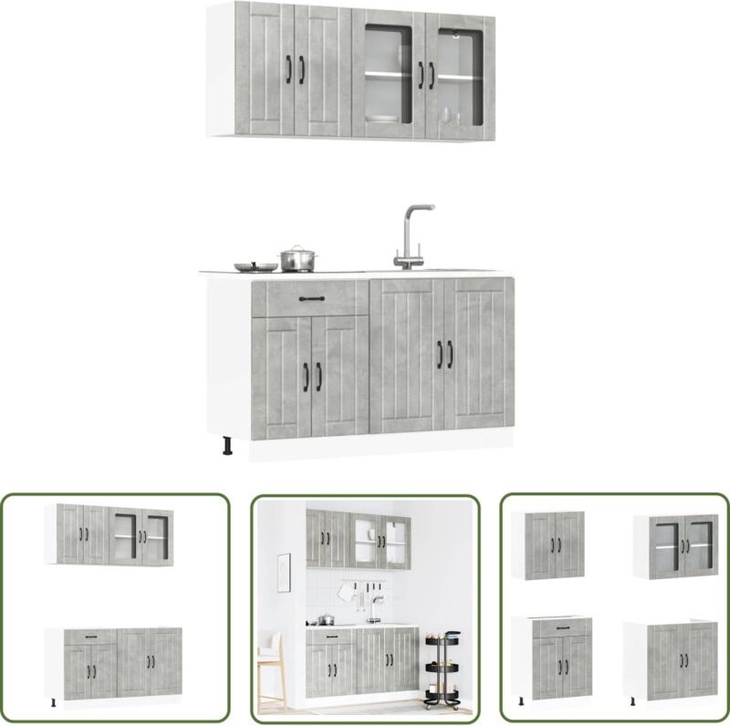 The Living Store - vidaXL 4-tlg. Küchenschrank-Set Kalmar Betongrau Holzwerkstoff