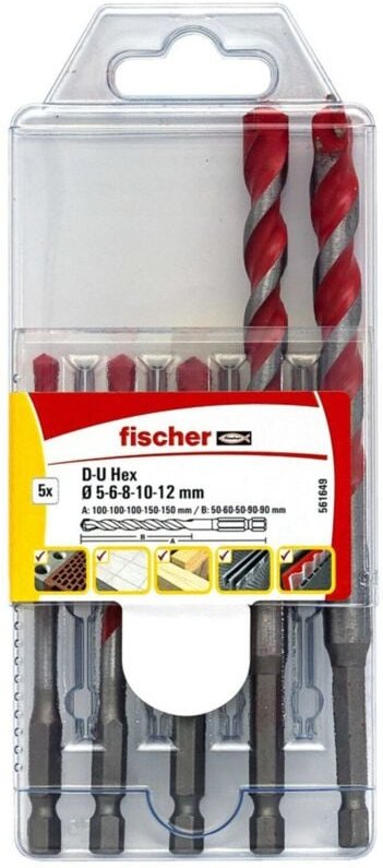 Thumbnail - Universalbohrer-Set d-u Hex 5-12mm (5) - Fischer