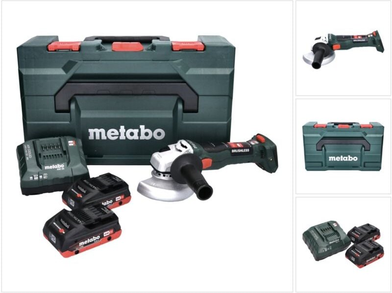 Metabo - w 18 lt bl 11-125 Akku Winkelschleifer 18 v 125 mm Brushless + 2x Akku 4,0 Ah + Ladegerät + x