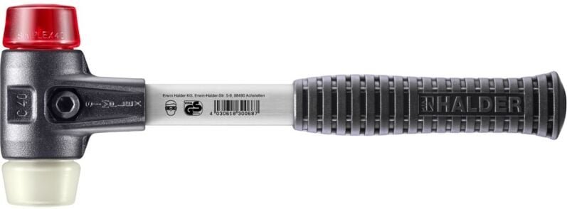 SIMPLEX-Schonhammer, Plastik / Nylon mit verstärktem Tempergussgehäuse und Fiberglasstiel D=40 mm 3768.040