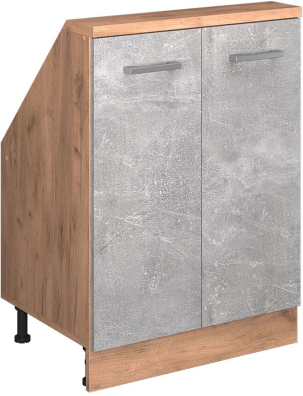 Dachschrägenschrank Rion, Beton/Goldkraft Eiche, mit 2 Türen, Vicco