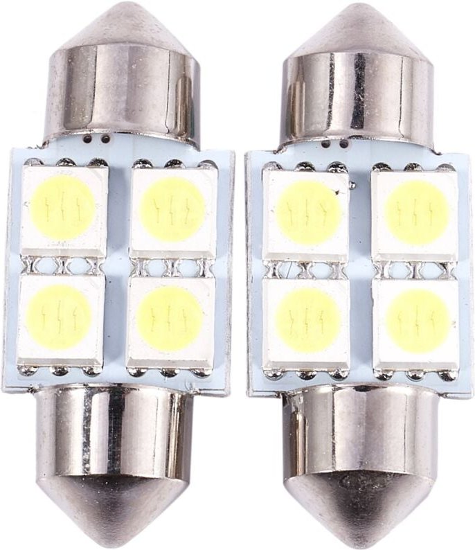 Tlily - dc 12V 31mm 4 5050 smd Auto Innen Dome Girlande led Licht Weiß 2 Stücke