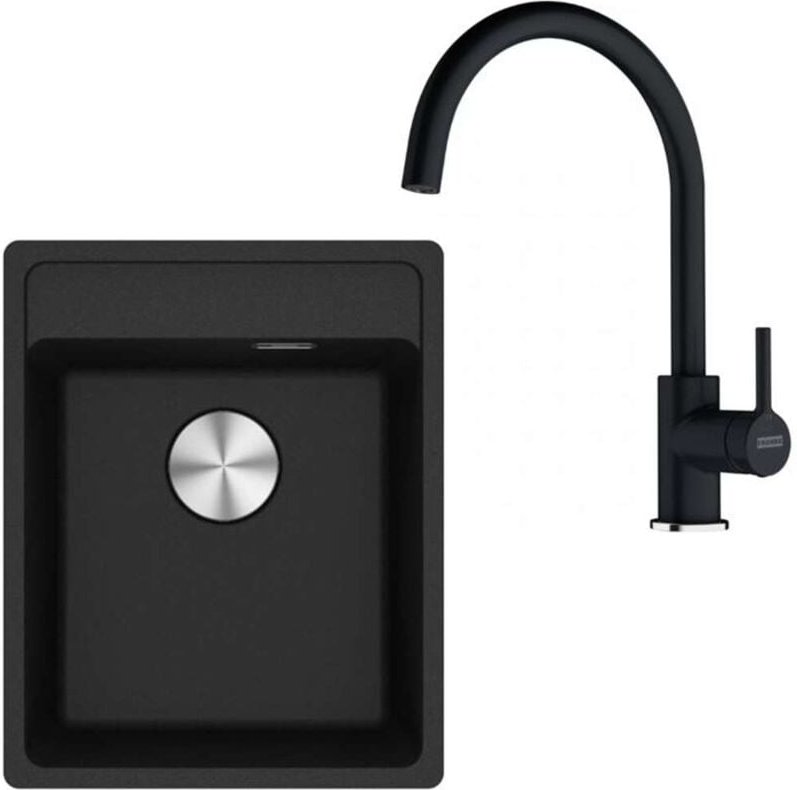 Franke Sets - Küchenset G273O, Fragranitspüle MRG 610-37 RTL und Armatur FC 6018.071, Onyx 114.0700.783