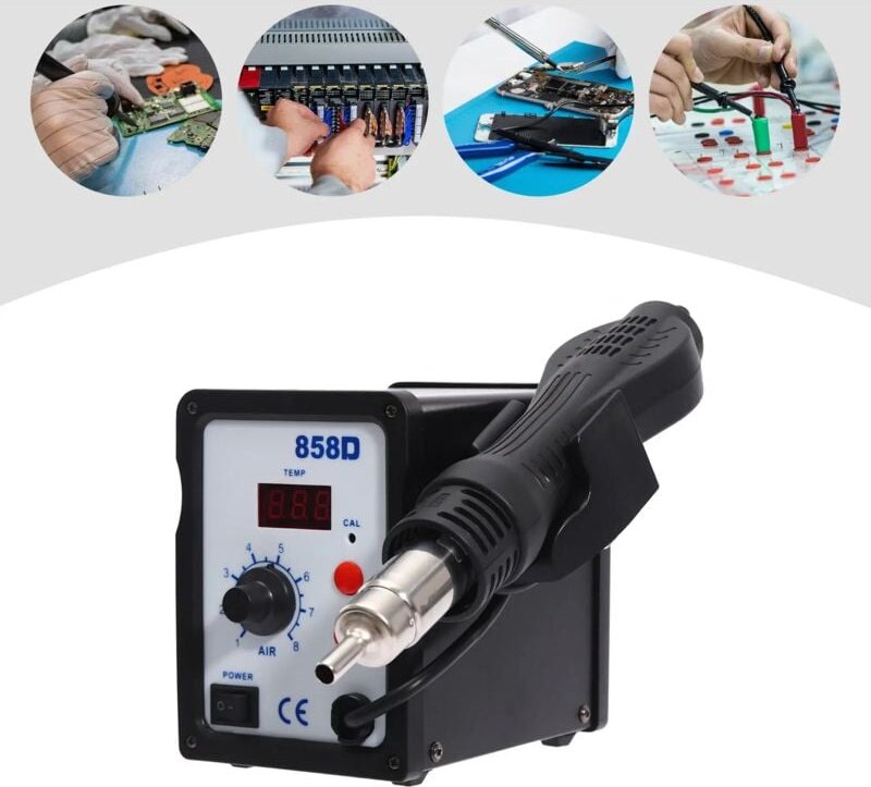 Gojoy - 858D+ wep Schweißen Hot Air Gun smd Rework Heißluft Station Löten 700W+3 Düse