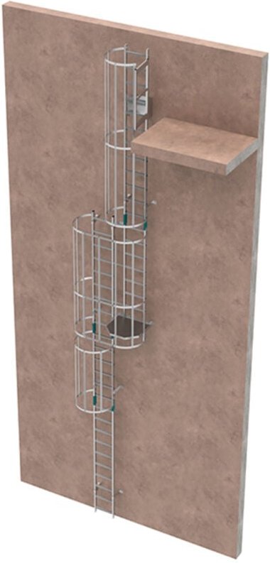 Ortsfeste Steigleitern - Steighöhe von 8,22 bis 9,06m - CRINO-SL/102