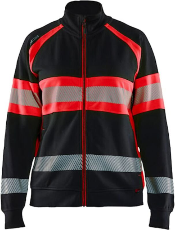 Arbeits-Zip-Hoody mit hoher Sichtbarkeit 3505 – Schwarz/Neonrot L