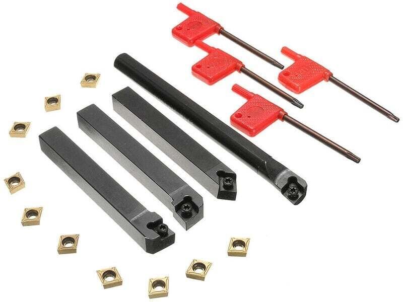 4-teiliger Drehwerkzeughalter, CCMT09T304 Hartmetalleinsätze, T15 Schraubenschlüssel