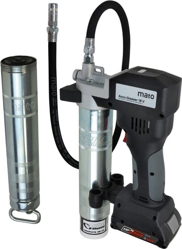 MATO Akku-Fettpresse 18V/2Ah PREMIUM-S-LS AMPShare mit Ladegerät und Akku