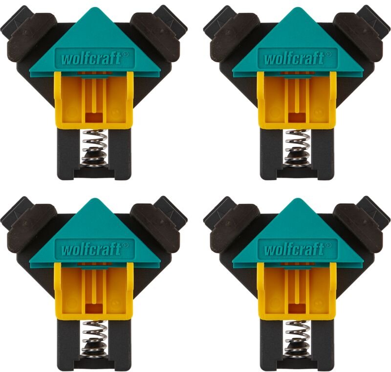 wolfcraft I Projekt-Set „Rechtwinkliges Spannen“ I 8626000 I 4 Eckenspanner ES 22 als ideale Fixierhilfe beim Verschraub...