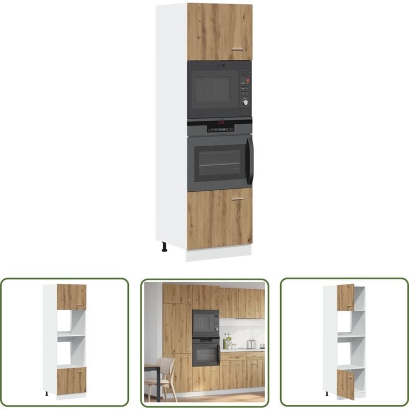 The Living Store - vidaXL Mikrowellenschrank Artisan-Eiche 60x57x207 cm Holzwerkstoff