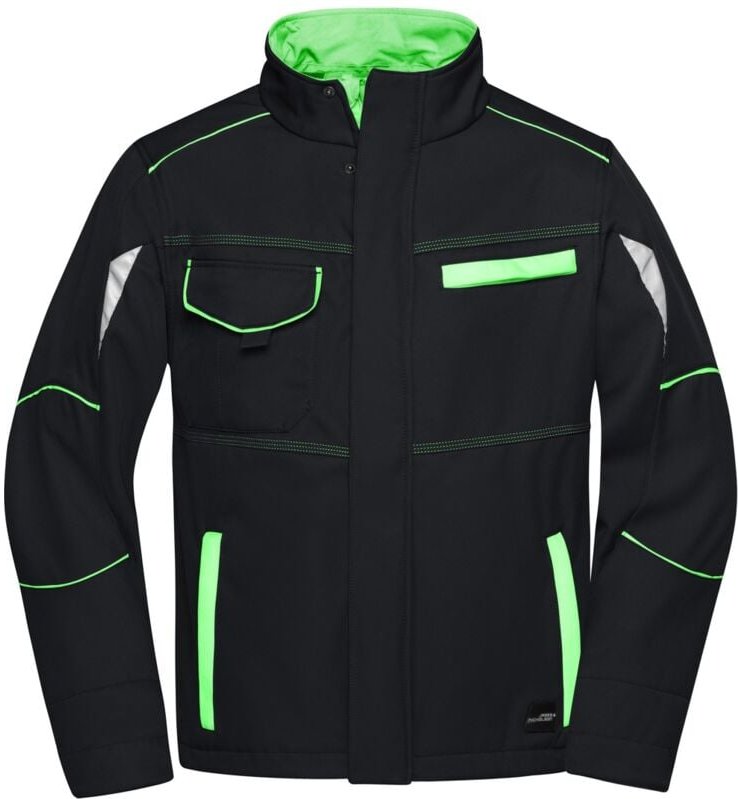 James & Nicholson Wind- und Wasserfeste Softshelljacke JN851 Gr. XS black/lime-green