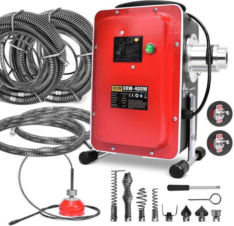 Xiiw - 16mm 37M Spiralen Elektrische Rohrreinigungsmaschine 400W 450U/min mit FI-Schalter für Ø30-100mm Rohrleitungen Ro...