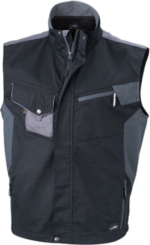 James&nicholson - Workwear Weste JN822 Gr. 2XL black/carbon