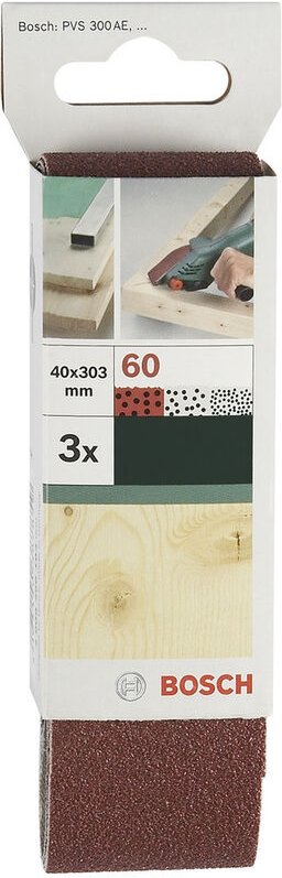 Accessories 2609256186 Schleifband-Set Körnung (num) 60, 80, 120 (l x b) 303 mm x 40 mm 1 s - Bosch