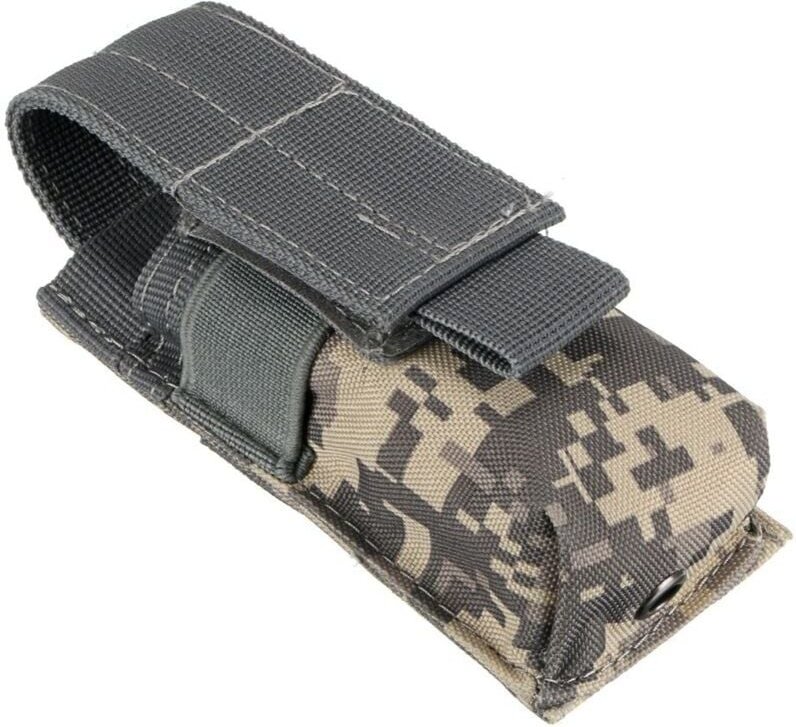 Graue Tarnung, 14 x 5,5 x 4 cm, generisches wasserdichtes Nylon-Taschenlampen-Batteriegehäuse für Camping und Wandern