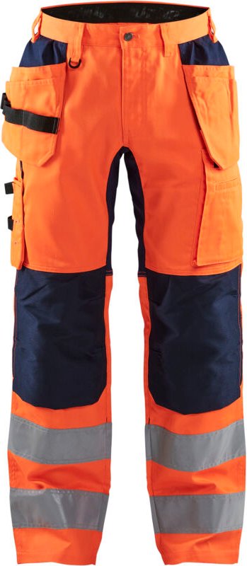 Thumbnail - Hochsichtbarer dehnbarer Arbeitshose Handwerkskunst 1552 – Neonorange/Navy L – FR(46) – SE(C52) – Normen