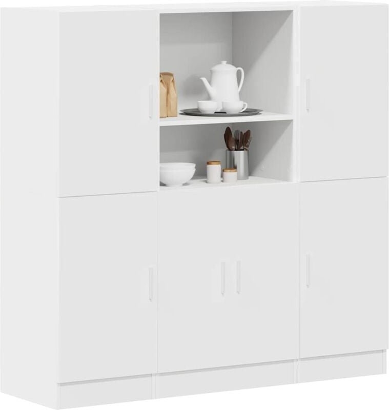 3-tlg. Küchenschrank-Set Weiß Holzwerkstoff - Vidaxl