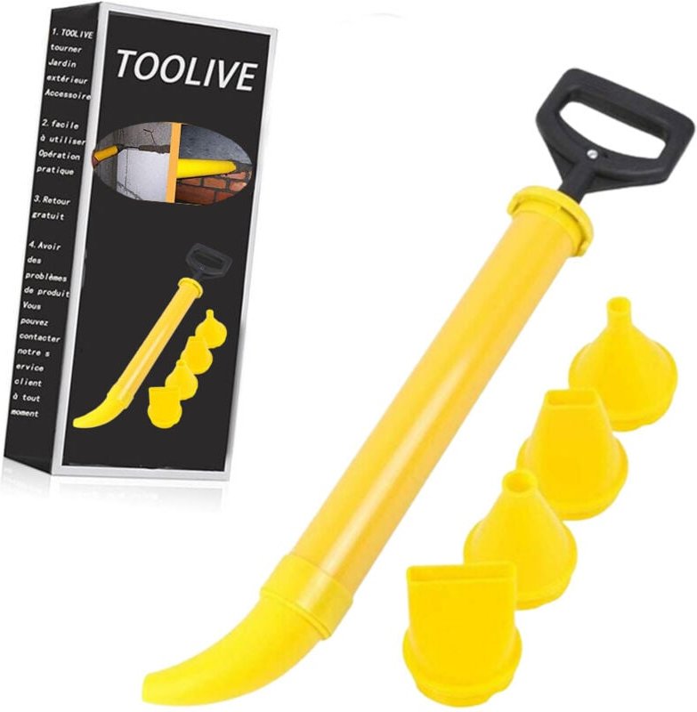 Toolive - Mörtelpistole Fugenpistole für Mörtel Mörtelpresse Mörtelspritze Fugenspritze mit 4 Düse, Beton Handmörtelpump...