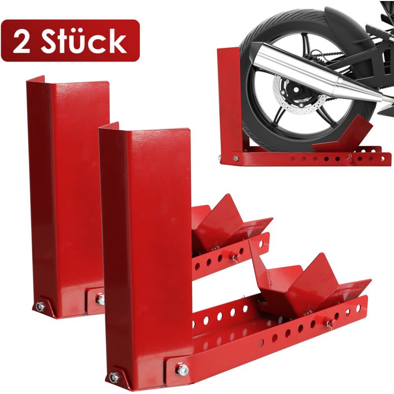 Motorradständer 9 Löcher , Mobile Motorrad Ständer aus Stahl Radwippe Motorradwippe Motorrad Radklemme (2 Stück) - Swane...