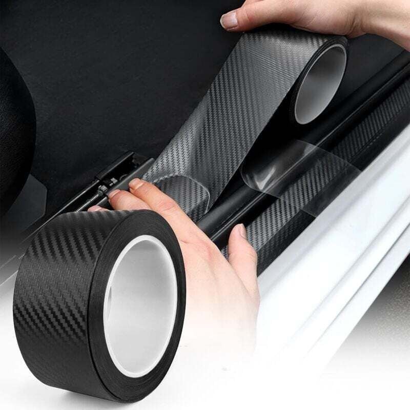 Carbon-Folien-Aufkleber, 5 cm x 10 m, Carbon-Kleber für Auto, Carbon-Faser-Aufkleber, Auto-Türschwelle, selbstklebender ...
