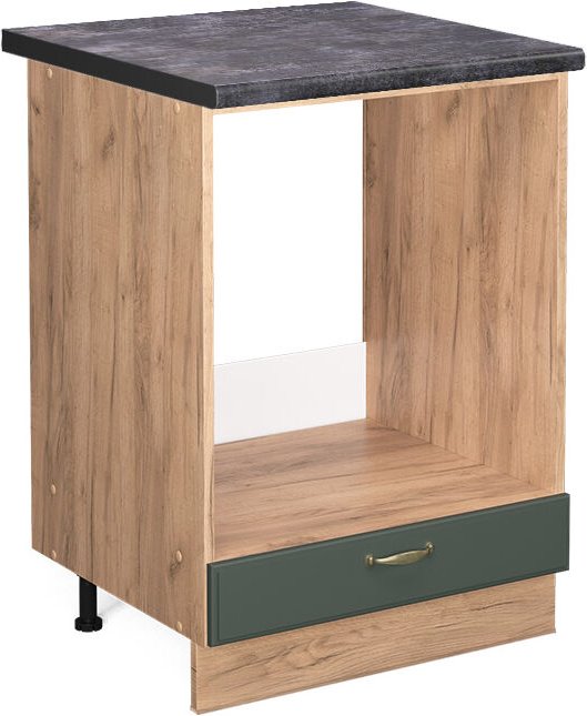 Vicco - Herdumbauschrank Fame-Line, Grün-Gold Landhaus, 60 cm , ap Anthrazit