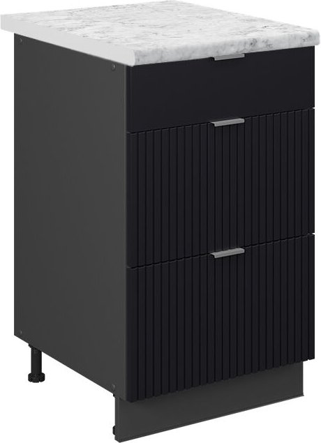 Vicco - Küchenschränke Fame-Line, Schwarz gestreift, 50 cm , ap Marmor